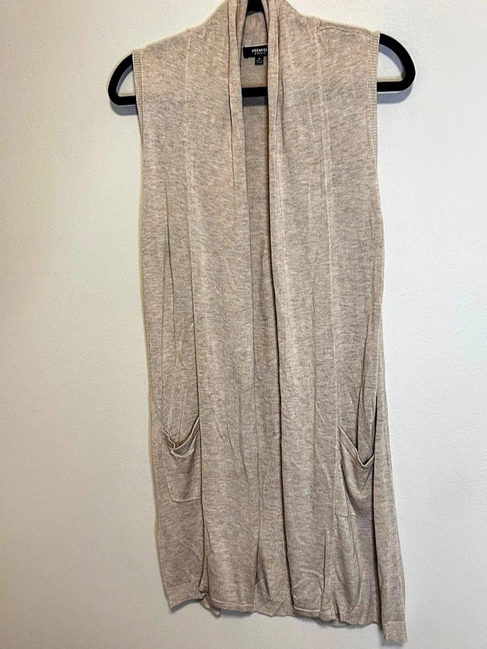 Premise Studio Open Front Knit Vest Beige Size Medium Like New